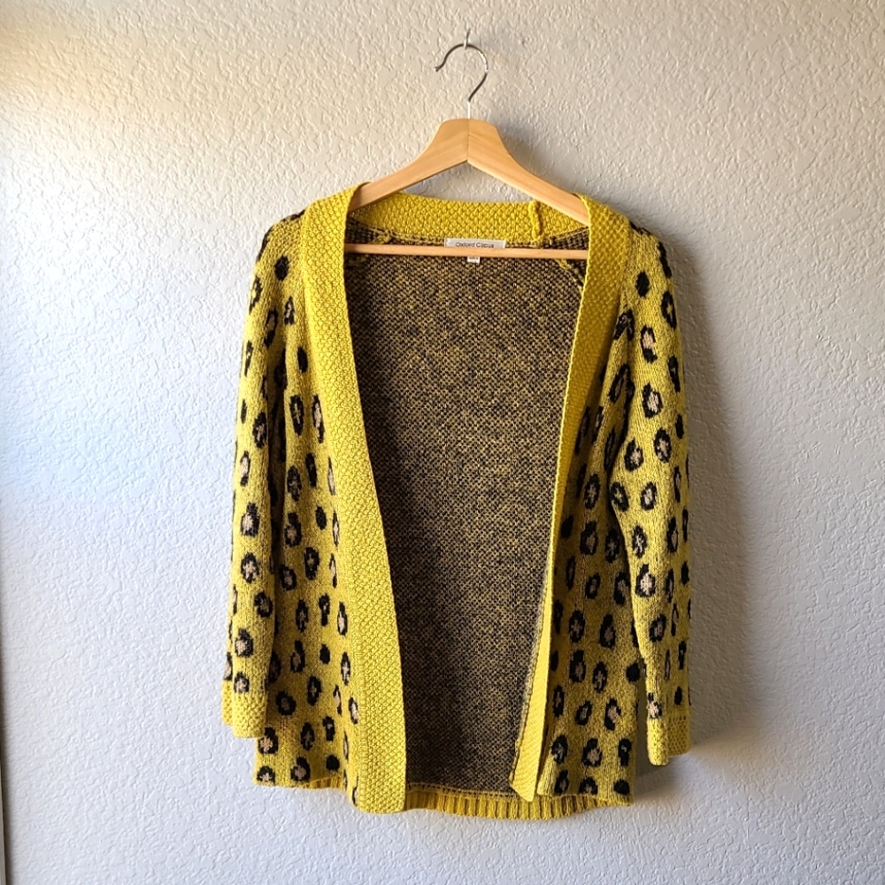 Mustard Yellow Leopard Print  Oversize Cardigan